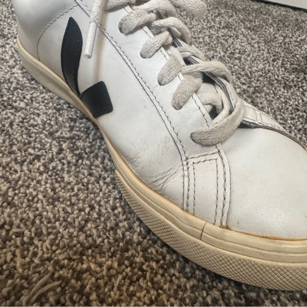Veja Esplar Leather Sneakers White Black Women’s 7 Low Top - Picture 6 of 11